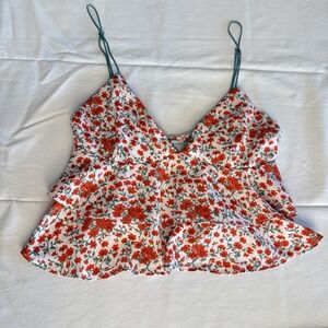 Dress‎ Forum Los Angeles Babydoll Top Floral Ruffle Tiered Size L  Adjustable